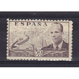 Espagne 1939 Poste Aerienne : Juan De La Cierva Et Son Autogire - Timbre 50 C.Brun Neuf *