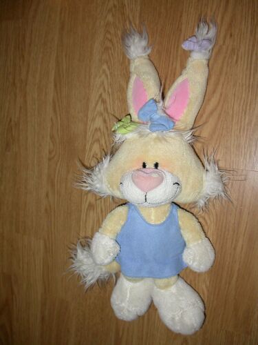 Peluche Doudou Lapin Rabbit Lièvre Bunny Robe Bleu Noeud Rose Diddl Mimihopps 28/39 Cm