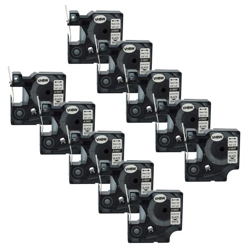 vhbw 10x Rubans compatible avec Dymo Rhino 6000, 5200, 4200 imprimante d'étiquettes Noir sur Blanc, cassette de gaine thermorétractable, 19 mm
