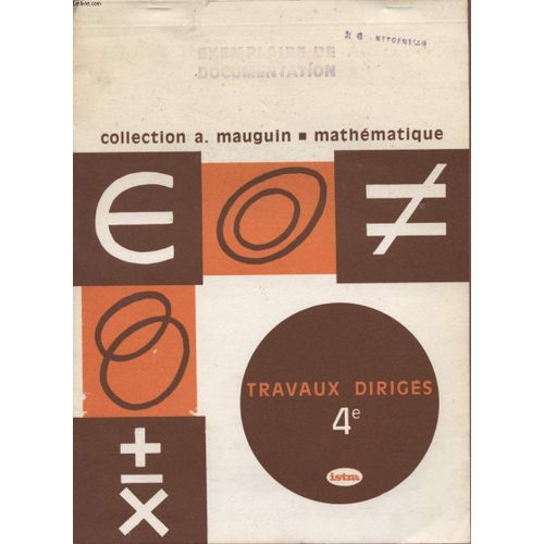 Mathematique - Travaux Diriges - Classe De 4è.