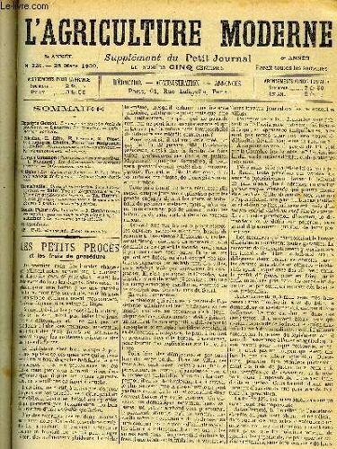 L'agriculture Moderne N° 221 - Hippolyte Gomot : Les Petits Procès Et Les Frais De Procédure. ¿ Lacarre: La Semaine. ¿ Informations Agricoles.J. Nicolas, H. Blin, E. Leroux, X. Binet, G ...
