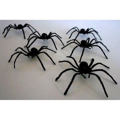 Araignées en plastique - 5 cm - Noir - Décoration de fête - Halloween