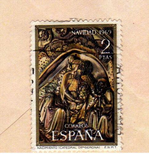 Timbre España Espagne  Noël Navidad 1969 Nacimiento Cathédrale De Gérone