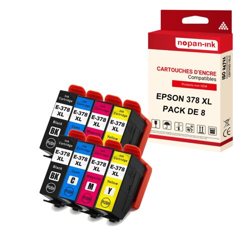 NOPAN-INK - x8 Cartouches compatibles pour EPSON 378 XL 378XL (Écureuil) compatibles EPSON Epson Expression Photo HD XP-15000 XP-8000 XP-8005 XP-8500
