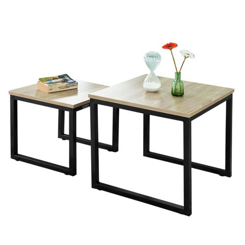 Sobuy Fbt42-N Tables Basses Gigognes - Set De 2 - Lot De 2 Tables D'appoint Empilables Tables Carrée Table Basse (Effet Bois)