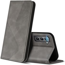 Coque Pour Samsung Galaxy S22 Plus, Premium Etui Housse En Cuir De Protection Avec [Emplacements Cartes] [Magnetique], Clapet Folio Portefeuille Pour Samsung Galaxy S22 Plus (Gris)