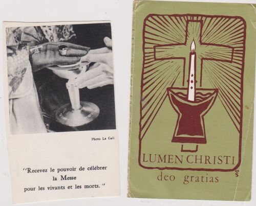 Lot 2 Images Pieuses Thannenkirch - Abbé Remy Fuhrel Prêtre 29 Juin 1965 - Paques 1965 Oster -Kommunion