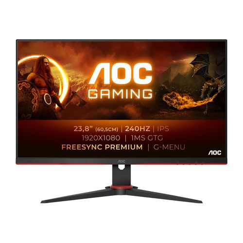 AOC Gaming 24G2ZE/BK - Écran LED - 23.8" - 1920 x 1080 Full HD (1080p) @ 240 Hz - IPS - 350 cd/m² - 1000:1 - 0.5 ms - 2xHDMI, DisplayPort - noir, rouge