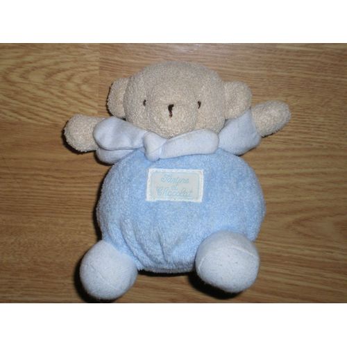 Doudou Peluche Boule Mouton Sheep Schaf Ours 15 Cm Bleu Noeud Papillon Tartine Et Chocolat