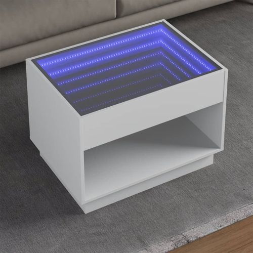 Vidaxl Table Basse Avec Led Infini Blanc 70x50x50 Cm