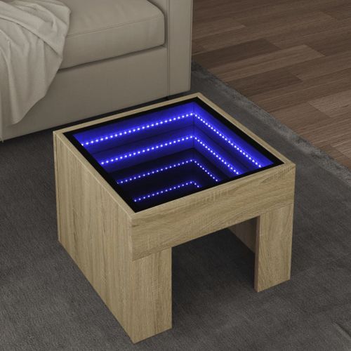 Vidaxl Table Basse Avec Led Infini Chêne Sonoma 40x40x30 Cm