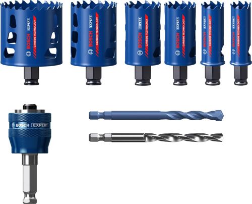 Bosch EXPERT 2608900446 - EXPERT Set 9-pcs scies trépans Power-Change Tough Material universal 22/25/35/40/51/68