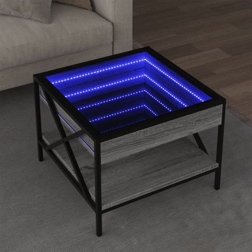 Vidaxl Table Basse Avec Led Infinity Sonoma Gris 50x50x38 Cm