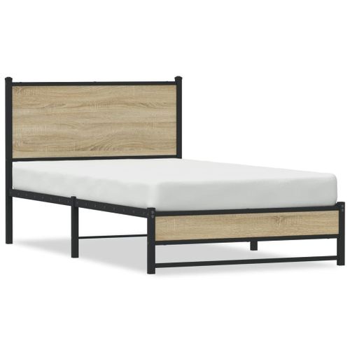Vidaxl Cadre De Lit En Métal Sans Matelas Chêne Sonoma 100x190 Cm