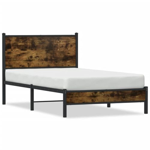 Vidaxl Cadre De Lit En Métal Sans Matelas Chêne Fumé 100x190 Cm
