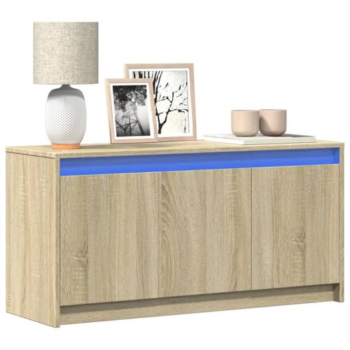 Vidaxl Meuble Tv Avec Led Chêne Sonoma 100x34x50 Cm Bois D'ingénierie