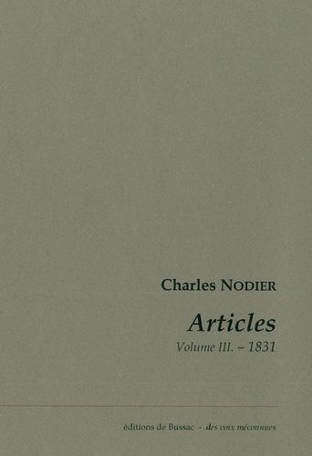 Articles - Volume 3, 1831