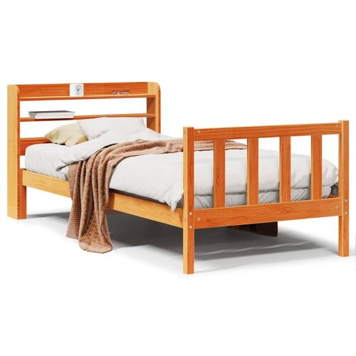 vidaXL Cadre de lit et tête de lit cire marron 100x200 cm bois de pin
