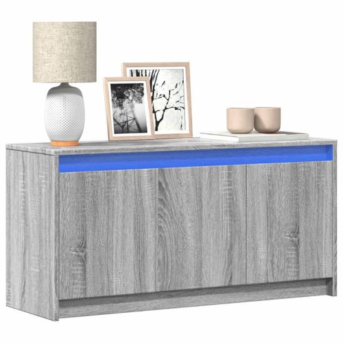 Vidaxl Meuble Tv Avec Led Sonoma Gris 100x34x50 Cm Bois D'ingénierie