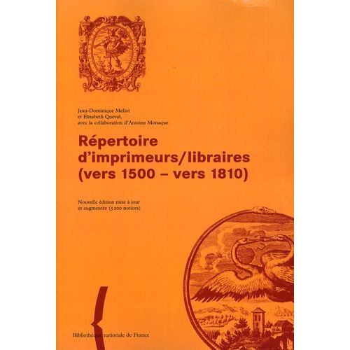 Répertoire D'imprimeurs/Libraires (Vers 1500 - Vers 1810)