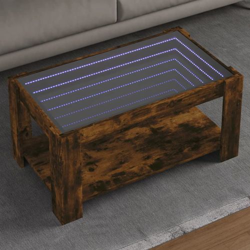 Vidaxl Table Basse Avec Led Chêne Fumé 93x53x45 Cm Bois D'ingénierie
