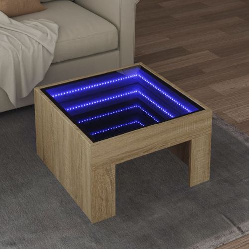 Vidaxl Table Basse Avec Led Infini Chêne Sonoma 50x50x30 Cm