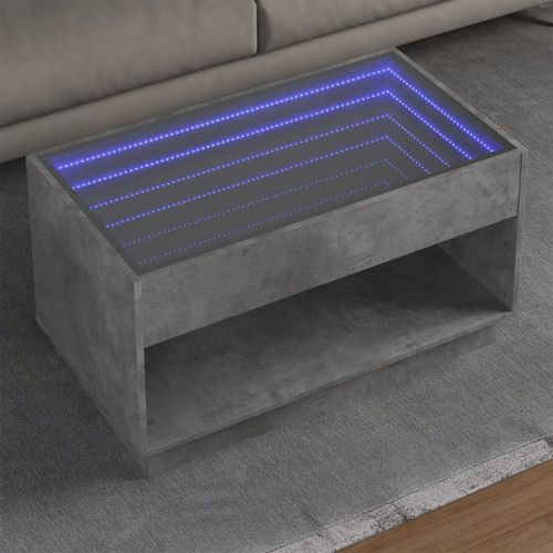 Vidaxl Table Basse Avec Led Infini Gris Béton 90x50x50 Cm