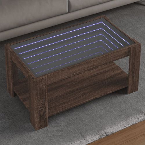 Vidaxl Table Basse Avec Led Chêne Marron 93x53x45 Cm Bois D'ingénierie