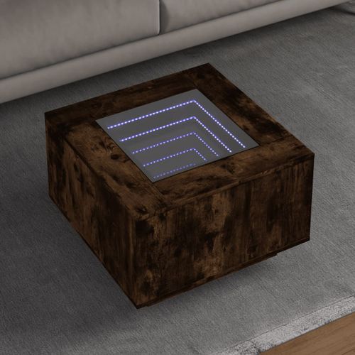 Vidaxl Table Basse Avec Led Chêne Fumé 60x60x40 Cm Bois D'ingénierie