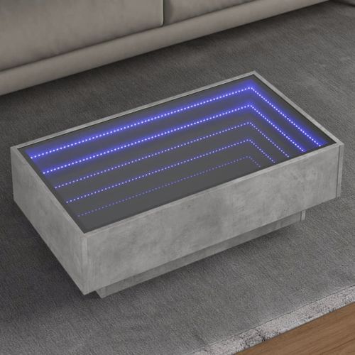 Vidaxl Table Basse Avec Led Gris Béton 90x50x30 Cm Bois D'ingénierie