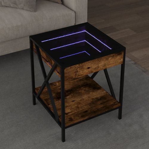 Vidaxl Table Basse Avec Led Infinity Chêne Fumé 40x40x49 Cm