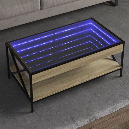 Vidaxl Table Basse Avec Led Infini Chêne Sonoma 90x50x38 Cm