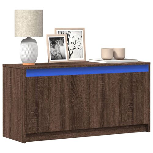Vidaxl Meuble Tv Avec Led Chêne Marron 100x34x50 Cm Bois D'ingénierie