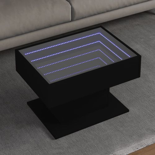 Vidaxl Table Basse Avec Led Noir 70x50x45 Cm Bois D'ingénierie