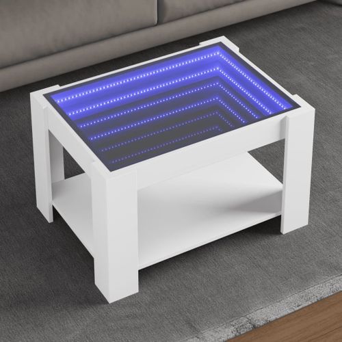 Vidaxl Table Basse Avec Led Blanc 73x53x45 Cm Bois D'ingénierie