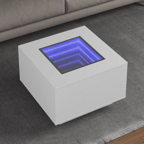 Vidaxl Table Basse Avec Led Blanc 60x60x40 Cm Bois D'ingénierie