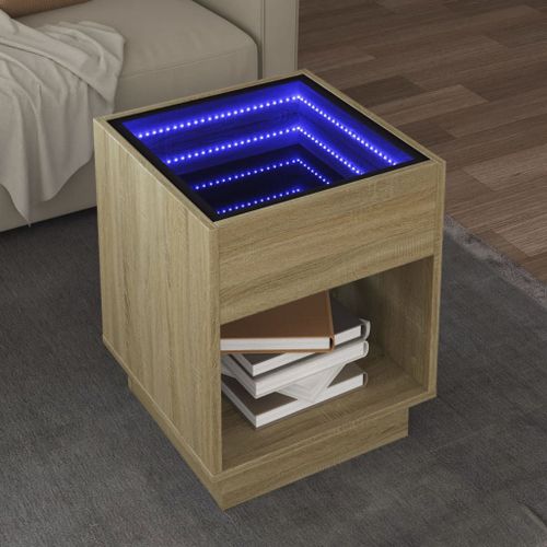 Vidaxl Table Basse Avec Led Infini Chêne Sonoma 40x40x50 Cm