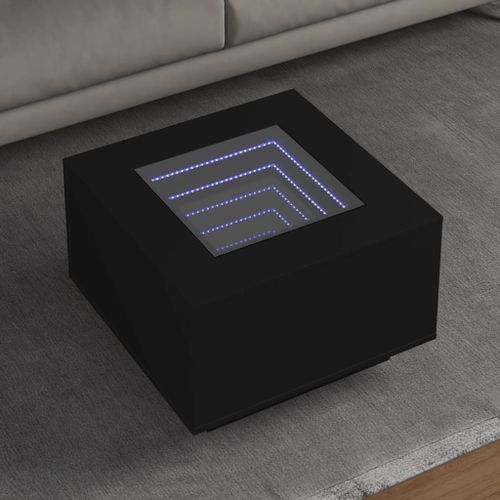 Vidaxl Table Basse Avec Led Noir 60x60x40 Cm Bois D'ingénierie