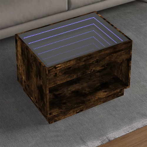 Vidaxl Table Basse Avec Led Infini Chêne Fumé 70x50x50 Cm