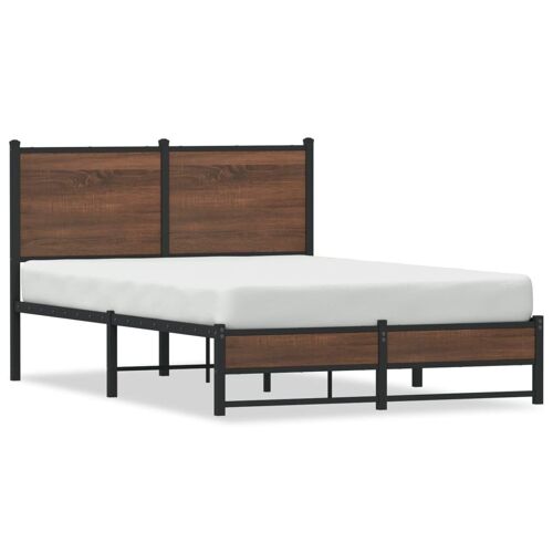 vidaXL Cadre de lit en métal avec tête de lit chêne marron 120x190 cm