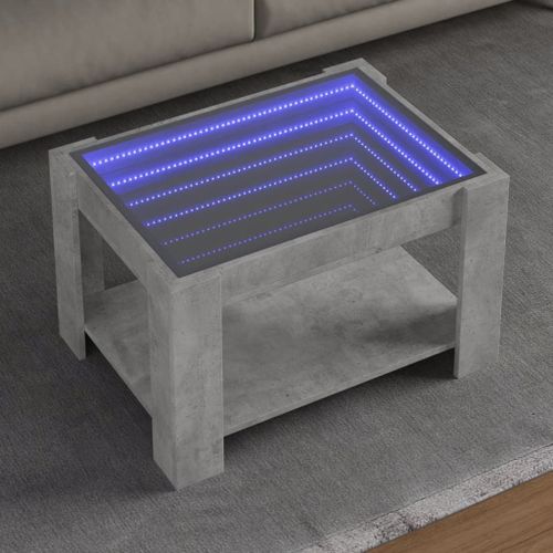 Vidaxl Table Basse Avec Led Gris Béton 73x53x45 Cm Bois D'ingénierie