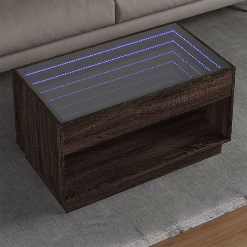 Vidaxl Table Basse Avec Led Infini Chêne Marron 90x50x50 Cm