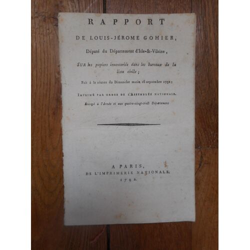 Rapport De Louis-Jérôme Gohier [Procès De Louis Xvi ] 1792