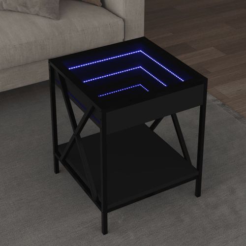 Vidaxl Table Basse Avec Led Infinity Noir 40x40x49 Cm