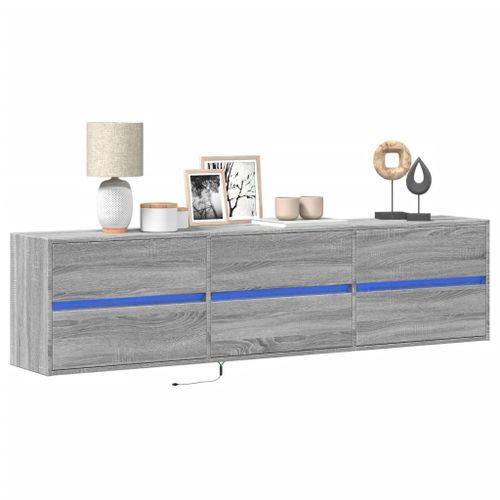 Vidaxl Meuble Tv Mural Avec Led Sonoma Gris 180x31x45 Cm
