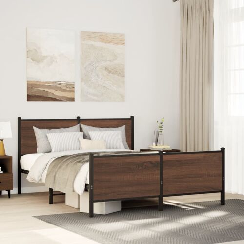 vidaXL Cadre de lit en métal sans matelas chêne marron 160x200 cm