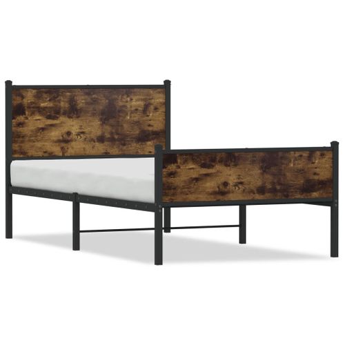Vidaxl Cadre De Lit En Métal Sans Matelas Chêne Fumé 100x190 Cm