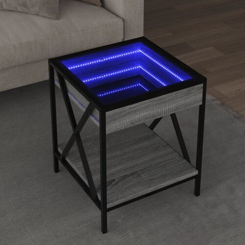 vidaXL Table basse avec LED Infinity sonoma gris 40x40x49 cm