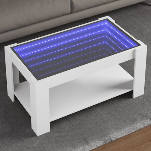Vidaxl Table Basse Avec Led Blanc 93x53x45 Cm Bois D'ingénierie