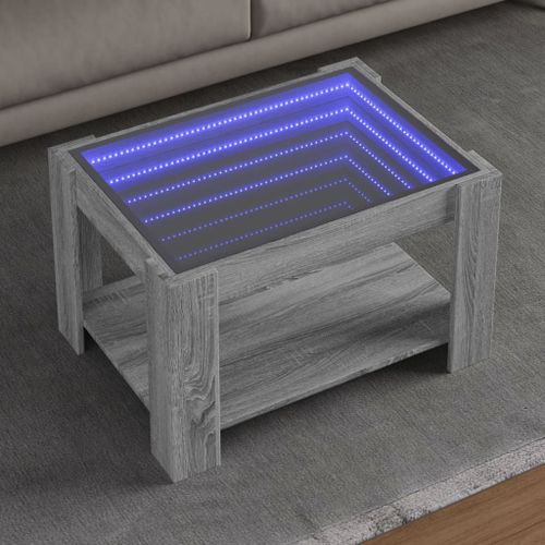 Vidaxl Table Basse Avec Led Sonoma Gris 73x53x45 Cm Bois D'ingénierie